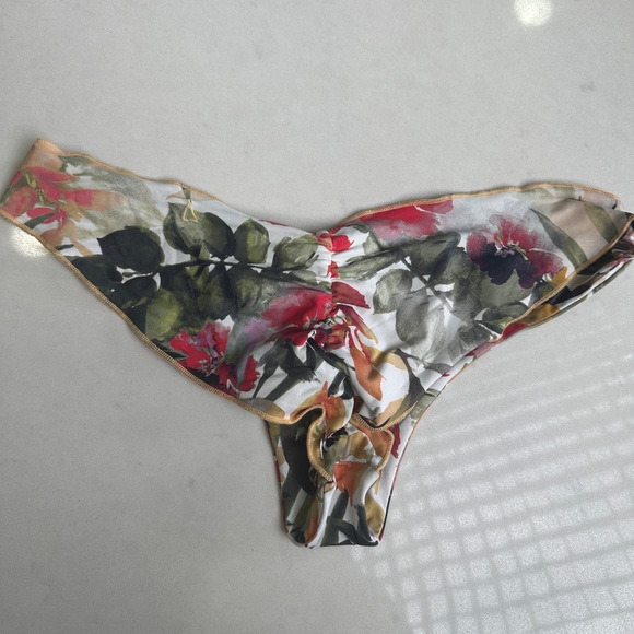 Boys + Arrows orange & green Hawaiian floral ribbed top Bikini vacation pool M/L - Picture 13 of 17